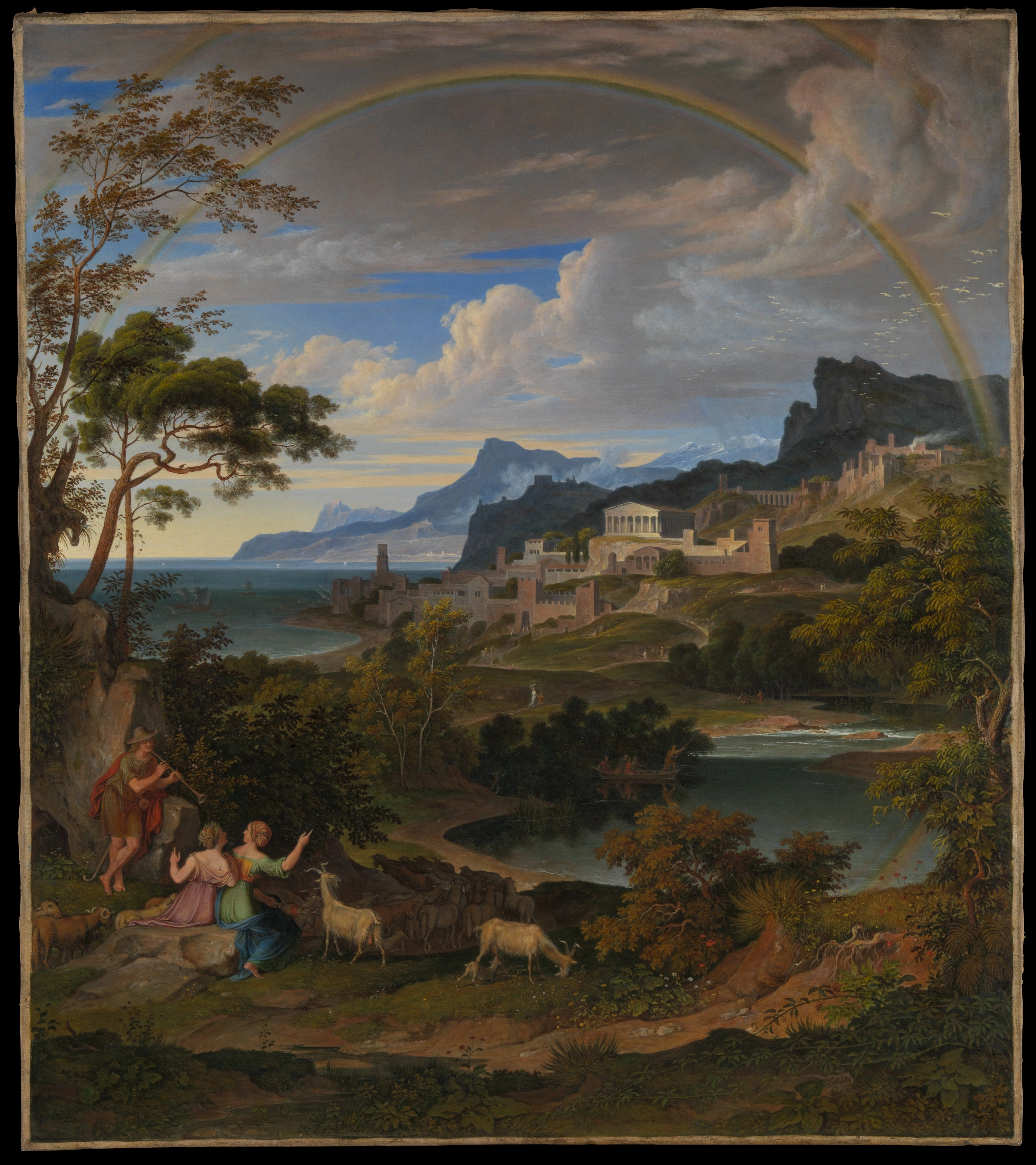 Paysage héroïque avec arc-en-ciel