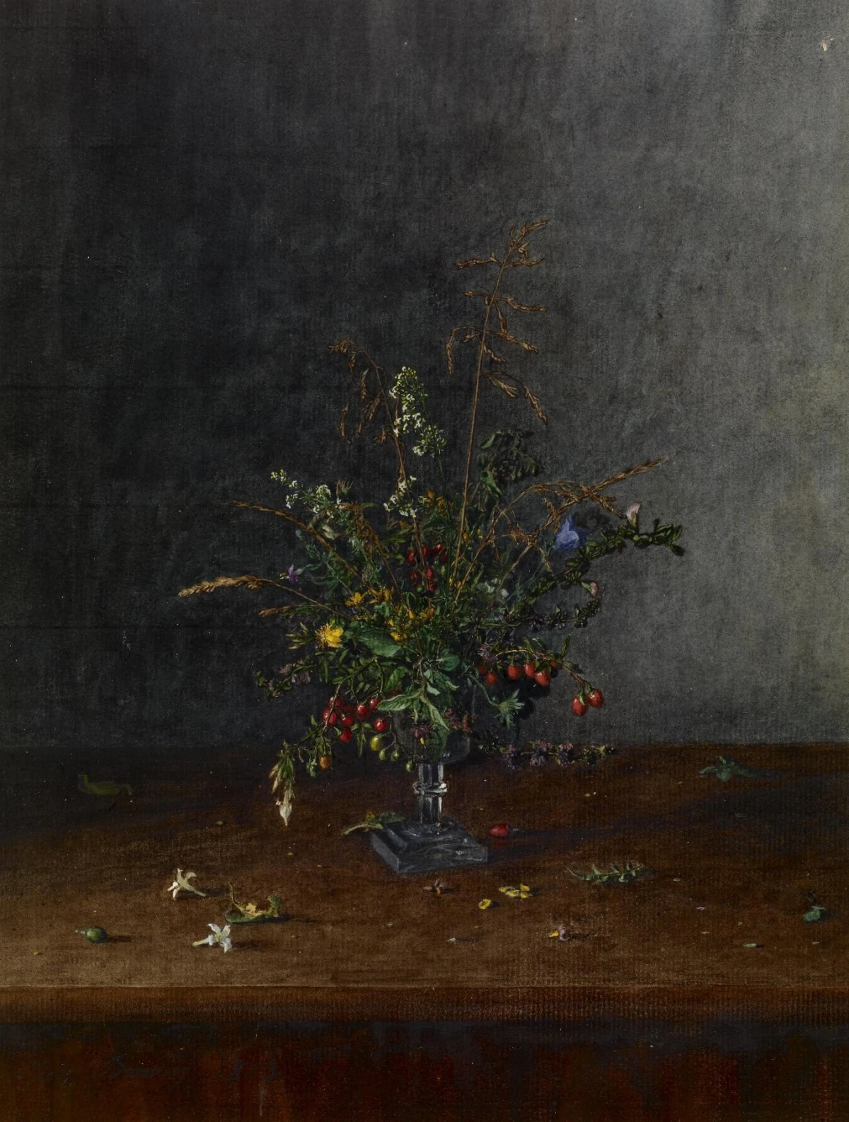 Bouquet de fleurs sauvages — Léon Bonvin (1863) — watercolor with gum heightening and white heightening, iron gall ink and pen, on slightly textured, moderately-thick, cream laid paper, Walters Art Museum, Baltimore