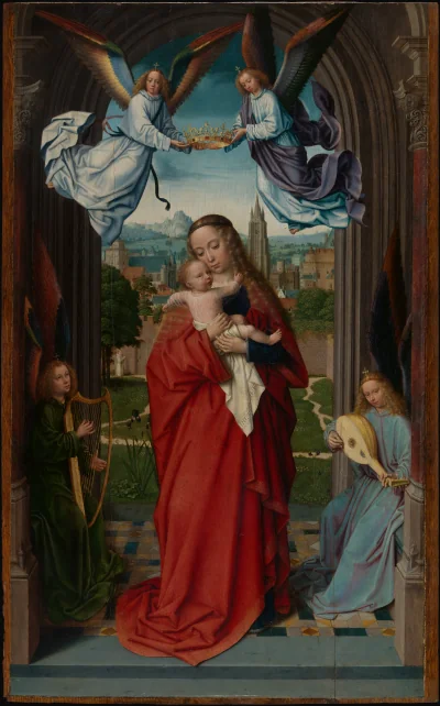 Vierge à l'Enfant avec quatre anges — Gerard David (1510) — Oil on wood, Metropolitan Museum of Art, New York, NY