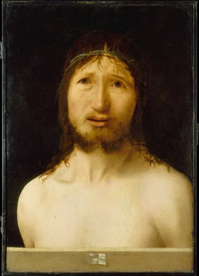 Le Christ couronné d'épines — Antonello de Messine (1450) — Oil, possibly over tempera, on wood, Metropolitan Museum of Art, New York, NY