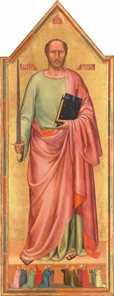Saint Paul et un groupe d'adorateurs — Bernardo Daddi (1333) — tempera on panel, National Gallery of Art, Washington