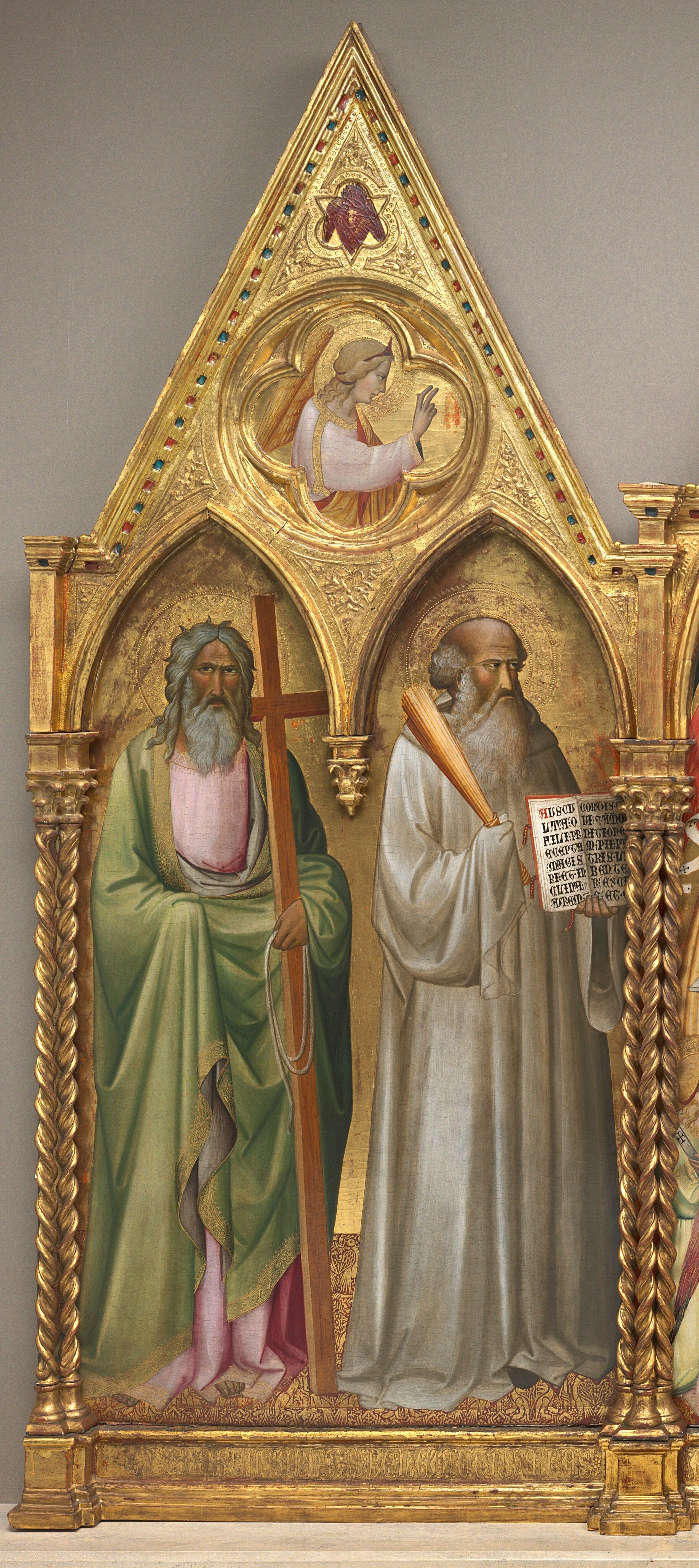 Saint André et saint Benoît avec l'archange Gabriel [panneau gauche]