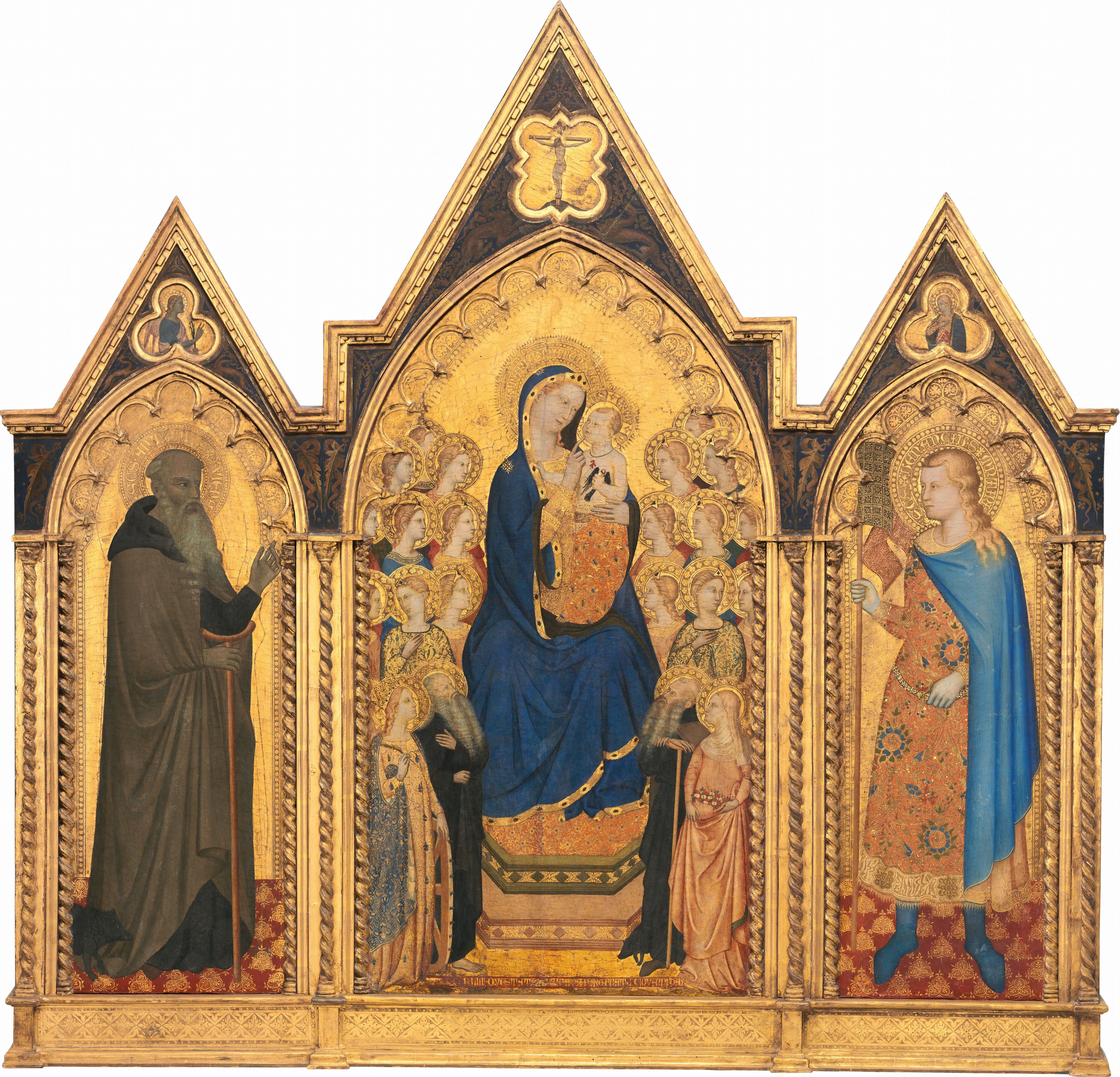 La Vierge à l'Enfant en trône avec quatre saints et dix-huit anges [panneau central]