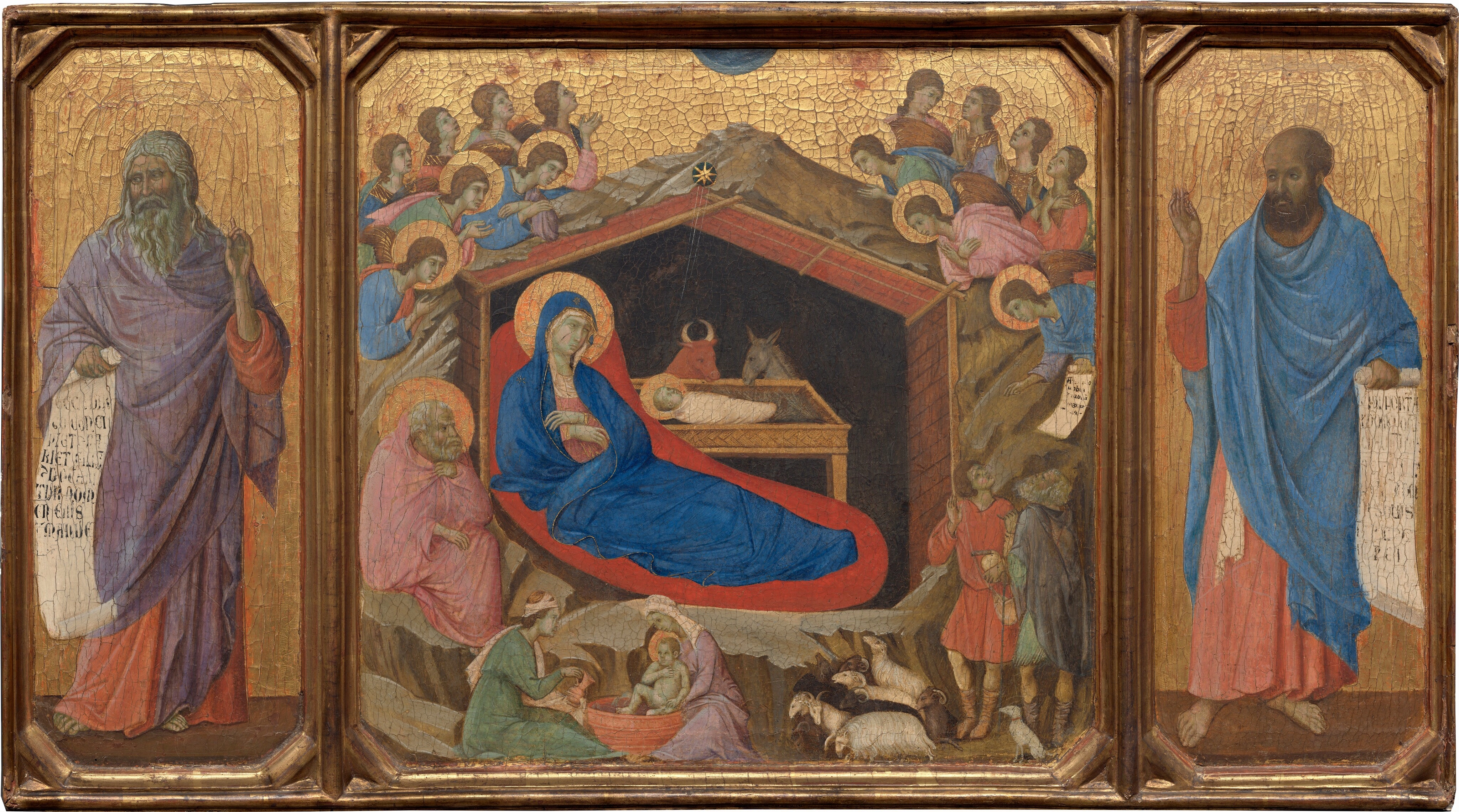 La Nativité avec les prophètes Isaïe et Ézéchiel