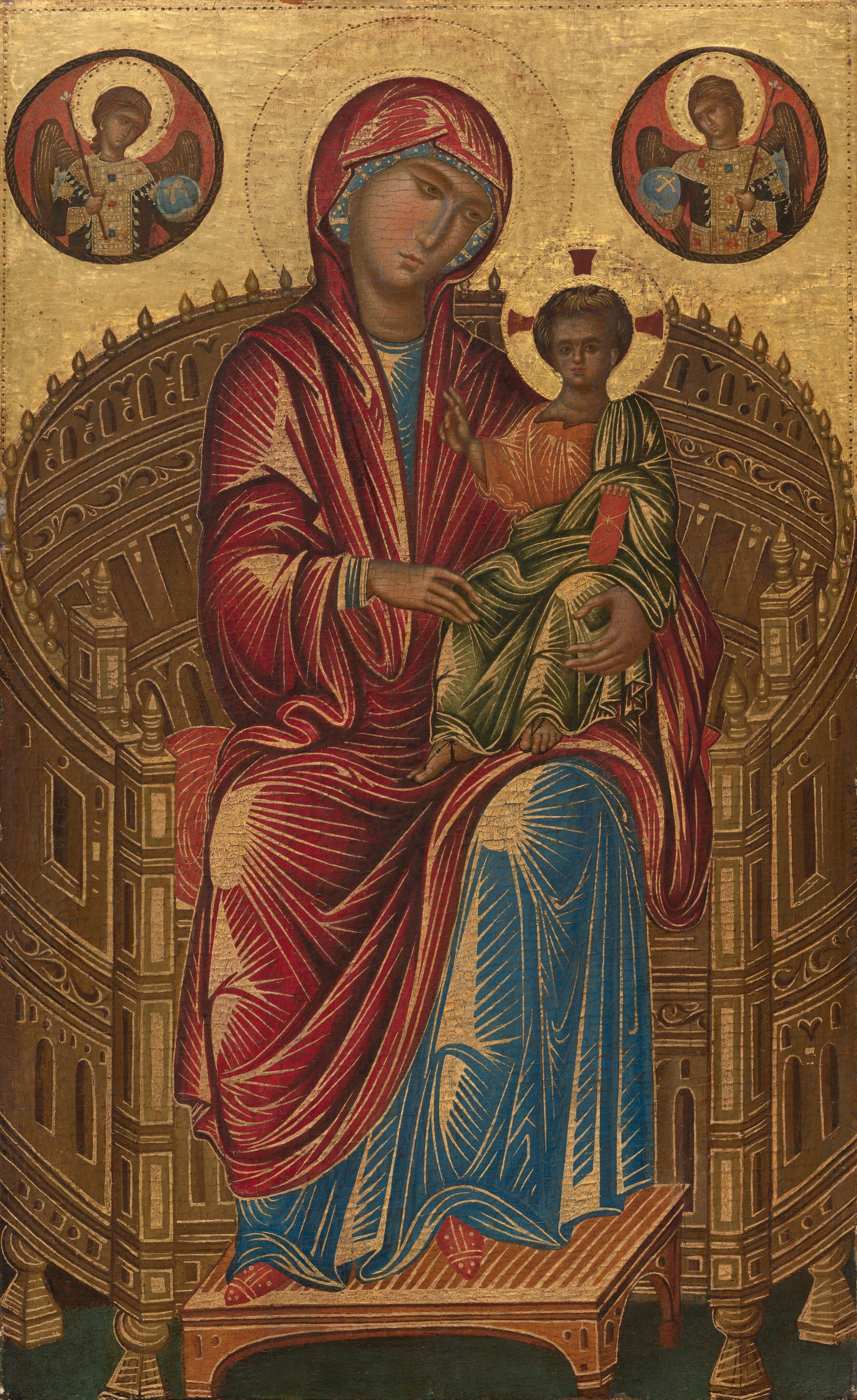 La Vierge à l'Enfant sur un trône courbe