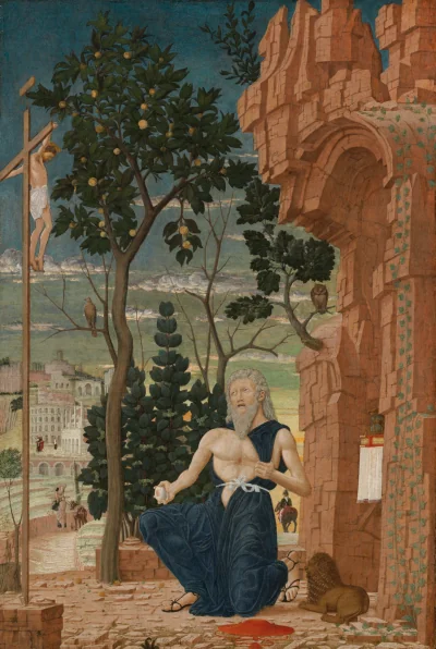 Saint Jérôme dans le désert — Andrea Mantegna (1475) — tempera on poplar panel, National Gallery of Art, Washington