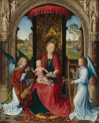La Vierge à l'Enfant avec des anges — Hans Memling (1479) — oil on panel, National Gallery of Art, Washington