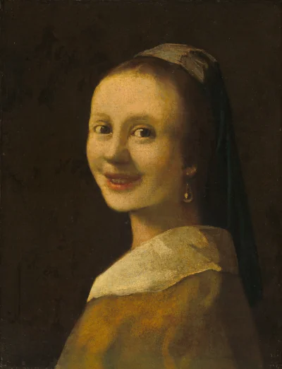 La Jeune fille souriante — Imitator of Johannes Vermeer (1925) — oil on canvas, National Gallery of Art, Washington