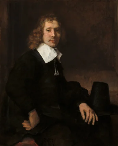 Un Jeune Homme Assis à une Table (possiblement Govaert Flinck) — Rembrandt van Rijn (1660) — oil on canvas, National Gallery of Art, Washington