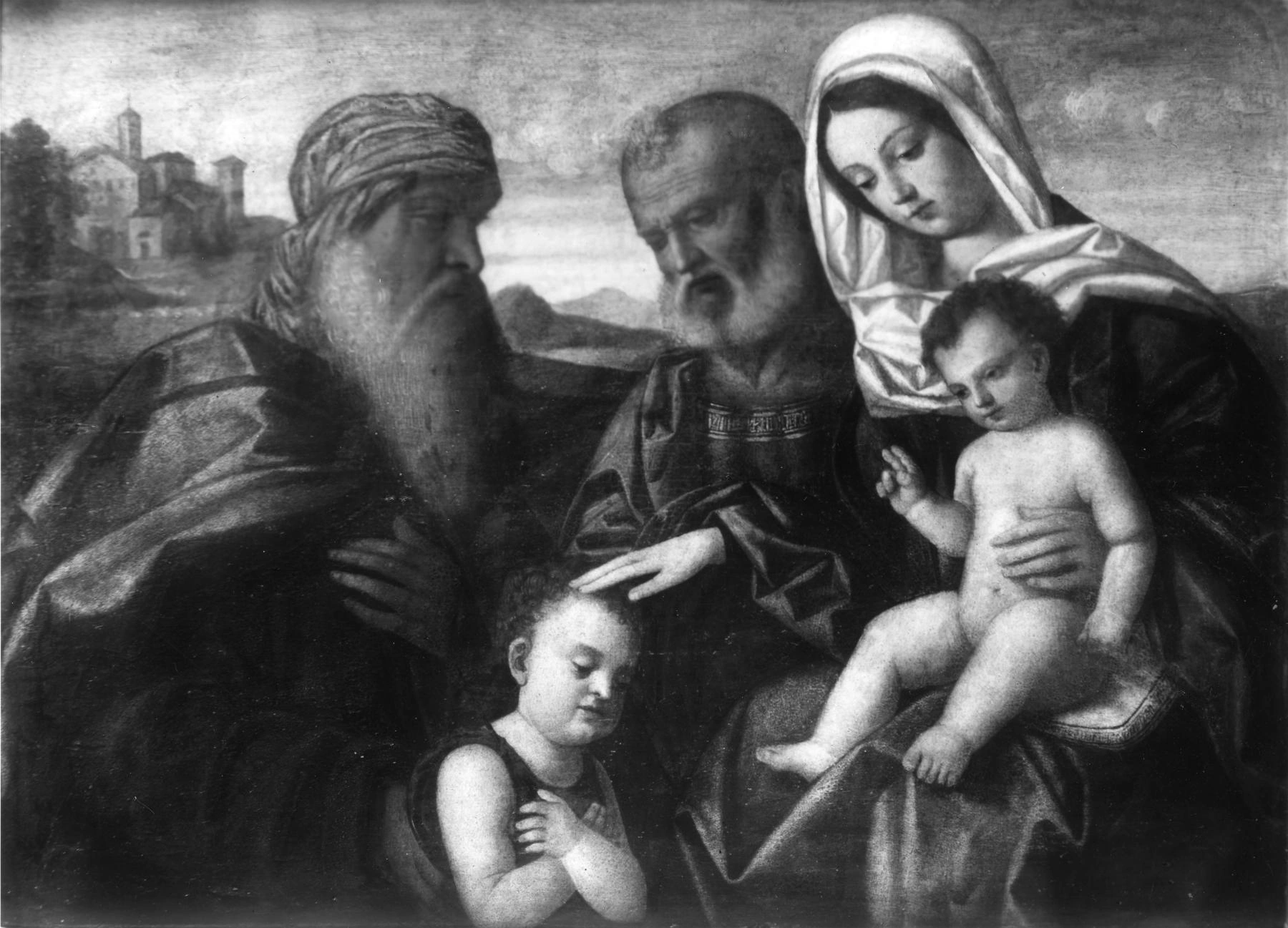 La Sainte Famille avec Zacharie et le jeune Saint Jean-Baptiste
