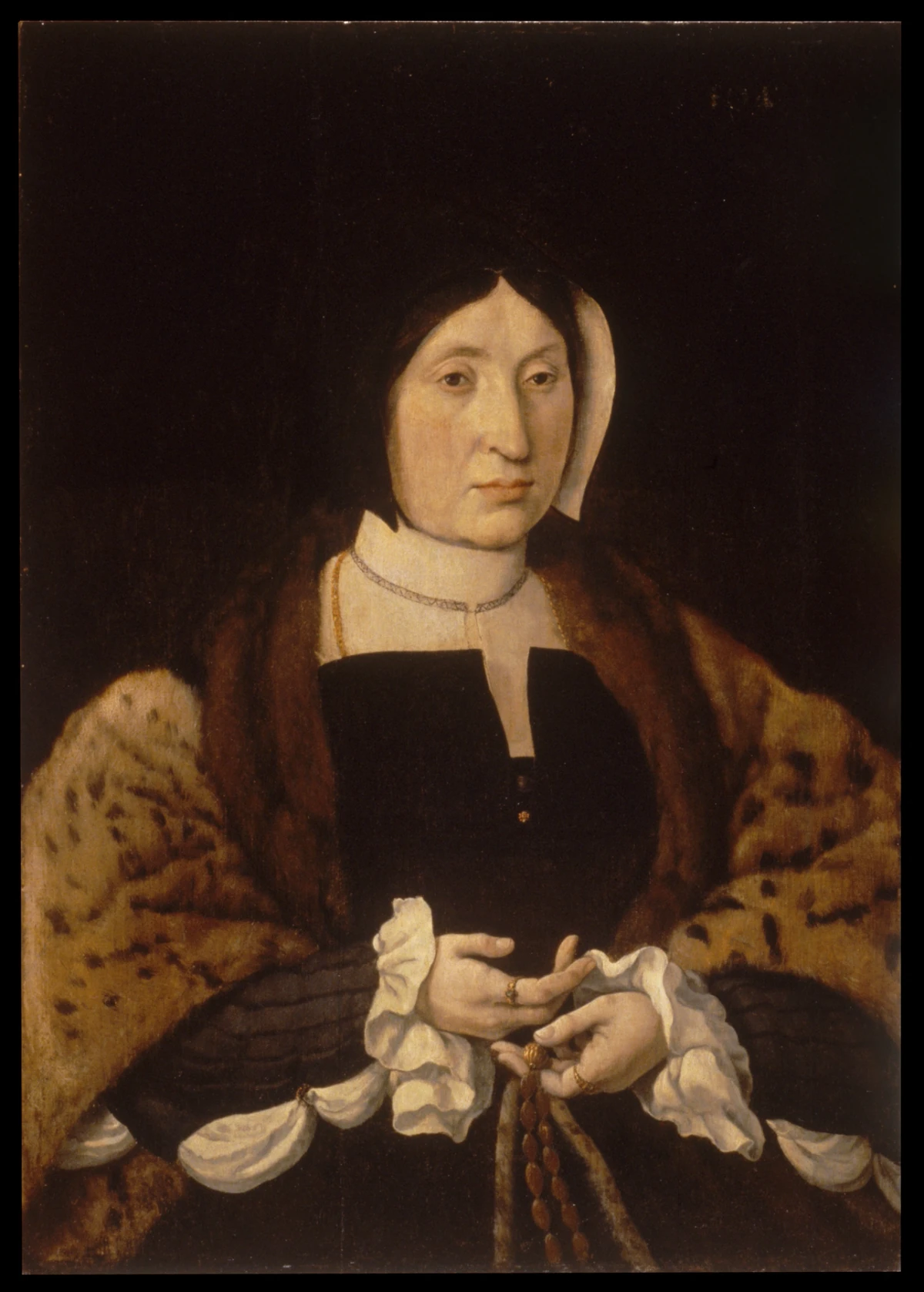 Portrait d'une femme enveloppée d'un manteau de léopard — Jan Cornelisz Vermeyen (1533) — oil on panel, Walters Art Museum, Baltimore