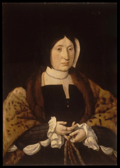 Portrait d'une femme enveloppée d'un manteau de léopard — Jan Cornelisz Vermeyen (1533) — oil on panel, Walters Art Museum, Baltimore