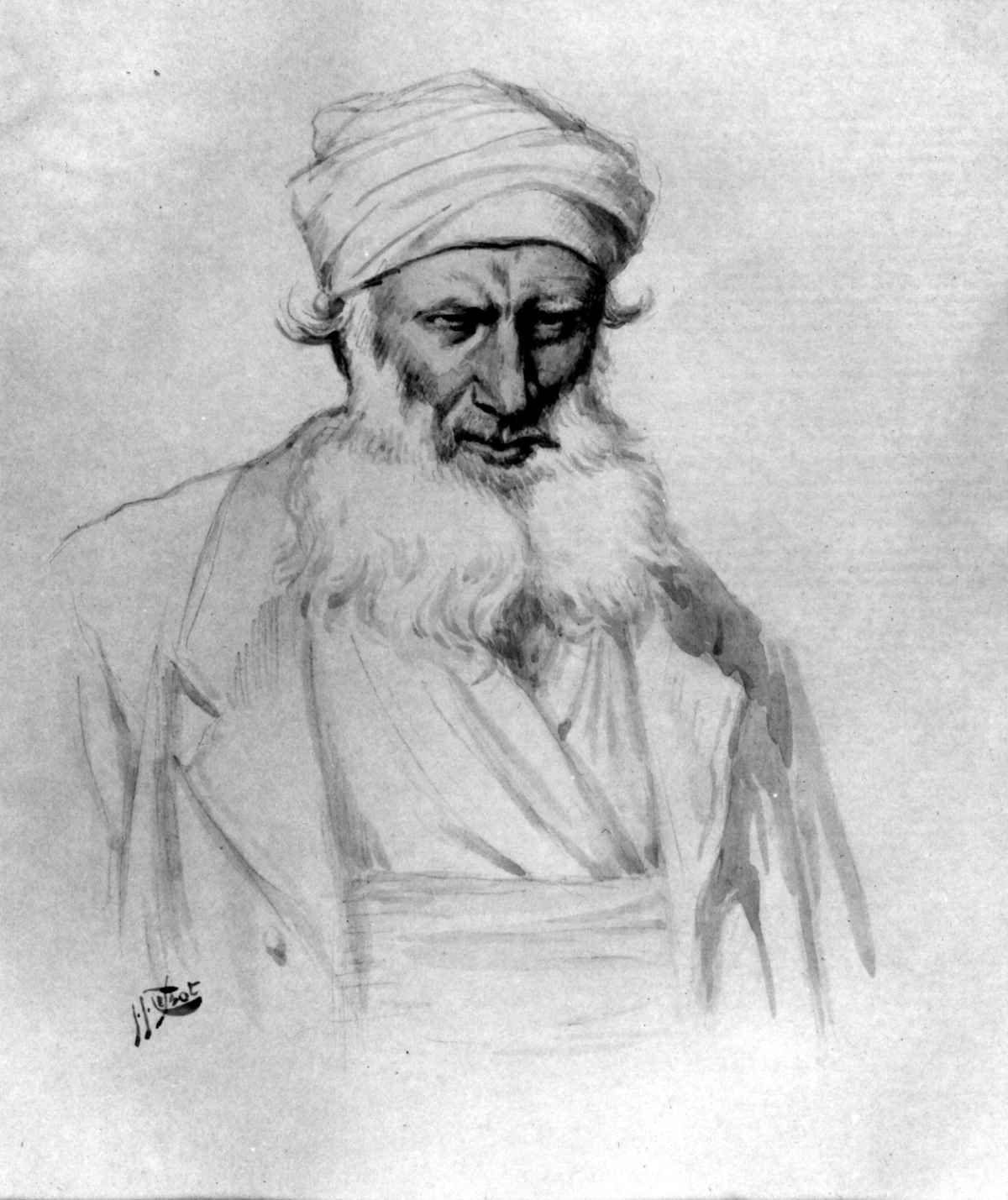 Un patriarche — James Tissot (1858) — watercolor with graphite underdrawing on cream, moderately thick, smooth wove paper, Walters Art Museum, Baltimore