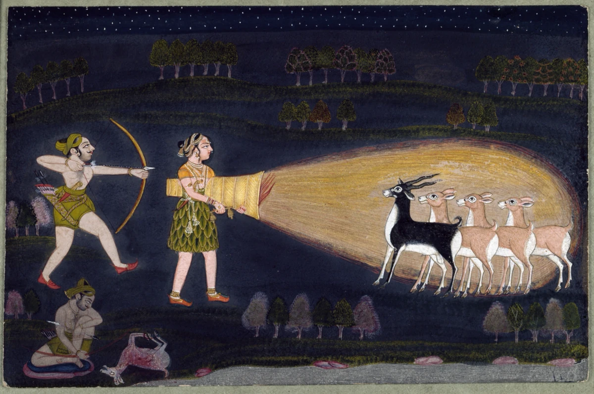 Une chasse au cerf — Indian (1763) — pigments on paper, Walters Art Museum, Baltimore