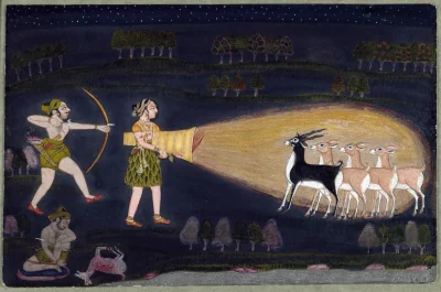 Une chasse au cerf — Indian (1763) — pigments on paper, Walters Art Museum, Baltimore