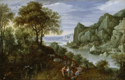 Paysage fluvial avec exploitation minière — Martin Rykaert (1620) — oil on panel, Walters Art Museum, Baltimore
