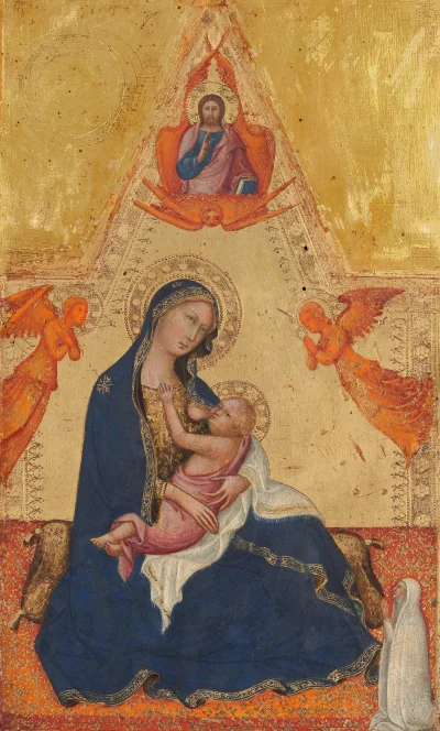 Madone de l'humilité, Le Christ bénissant, Deux anges et un donateur [recto] — Andrea de’ Bartoli (1380) — tempera on panel, National Gallery of Art, Washington