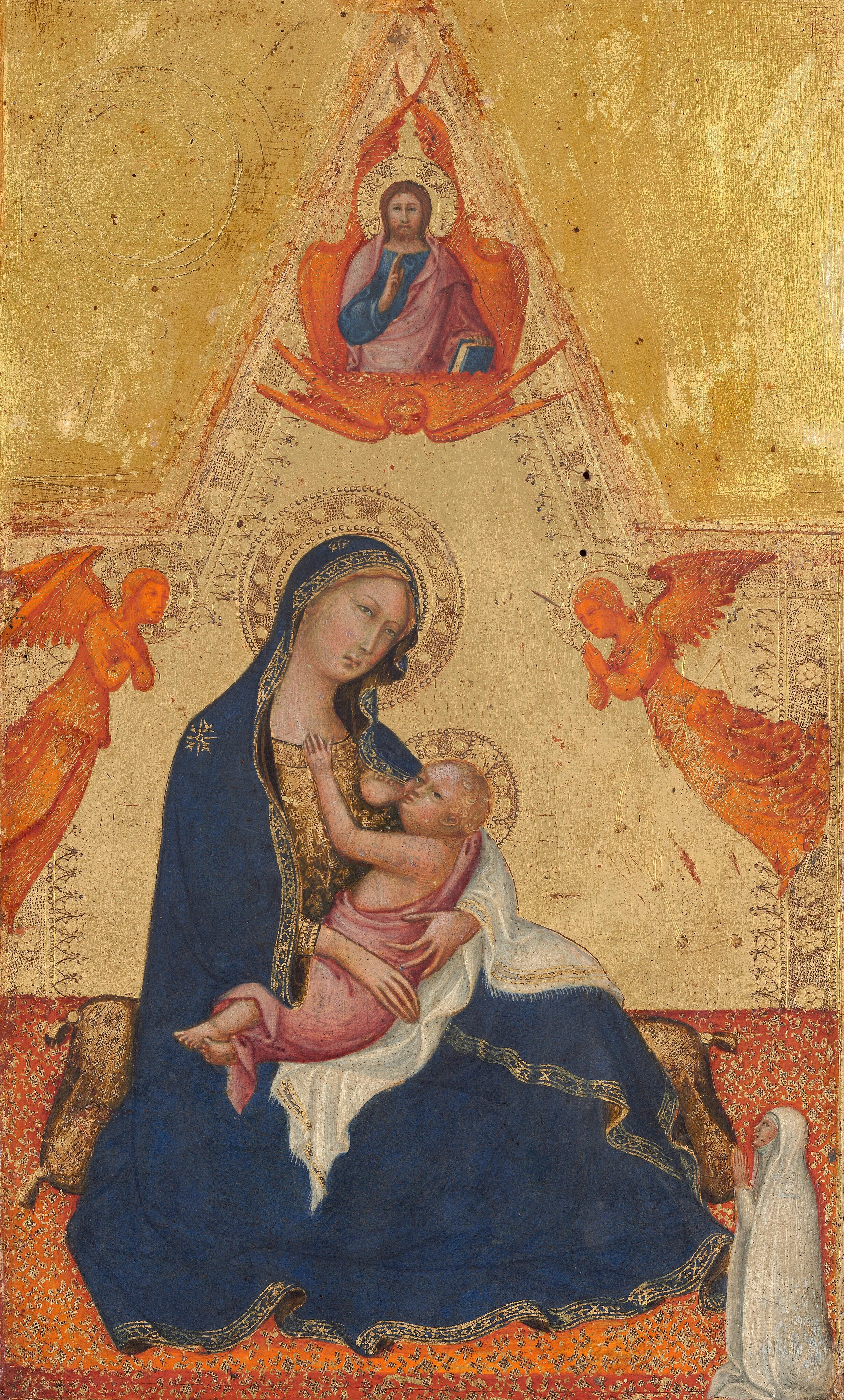 Madone de l'humilité, Le Christ bénissant, Deux anges et un donateur [recto]