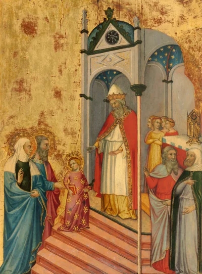 La Présentation de la Vierge au temple — Andrea de’ Bartoli (1400) — tempera on poplar panel, National Gallery of Art, Washington