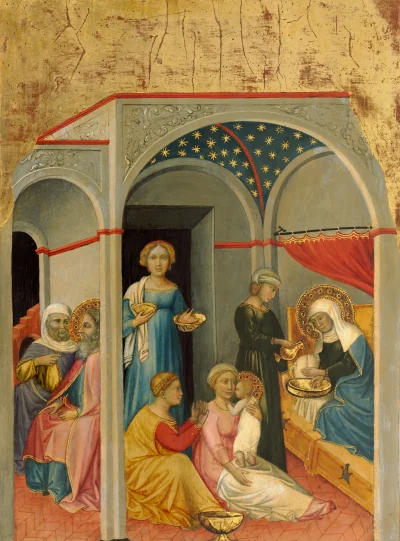 La Naissance de la Vierge — Andrea de’ Bartoli (1400) — tempera on poplar panel, National Gallery of Art, Washington