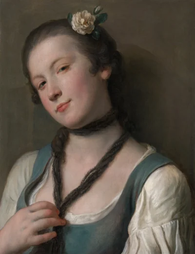 Une jeune fille avec une fleur dans les cheveux — Pietro Rotari (1760) — oil on canvas, National Gallery of Art, Washington