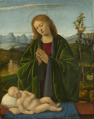 La Madone adorant l'Enfant — Marco Basaiti (1520) — oil on panel, National Gallery of Art, Washington