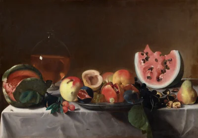 Nature morte aux fruits et à la carafe — Pensionante del Saraceni (1610) — oil on canvas, National Gallery of Art, Washington