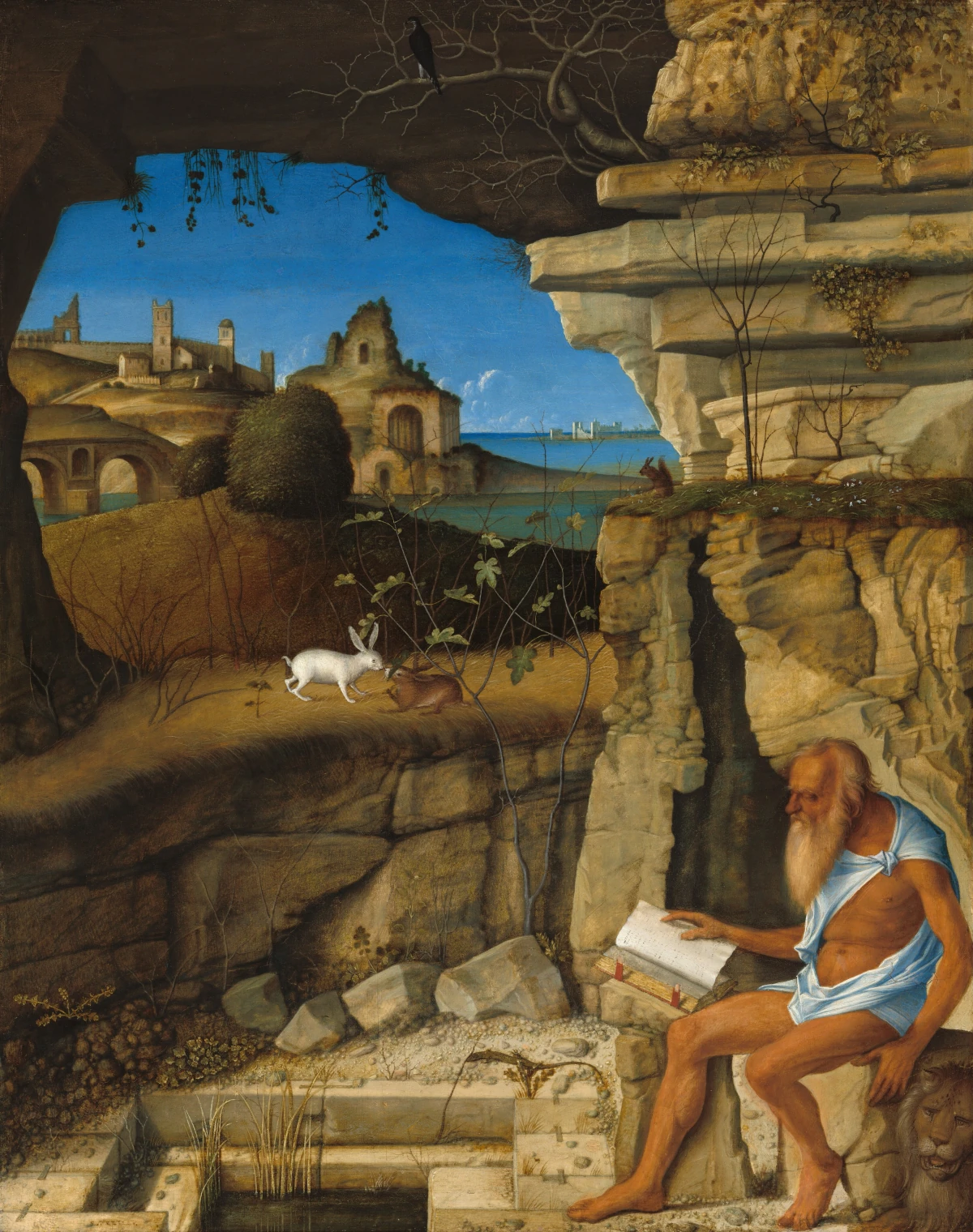 Saint Jerome Reading — Giovanni Bellini (1505) — oil on linden panel, National Gallery of Art, Washington