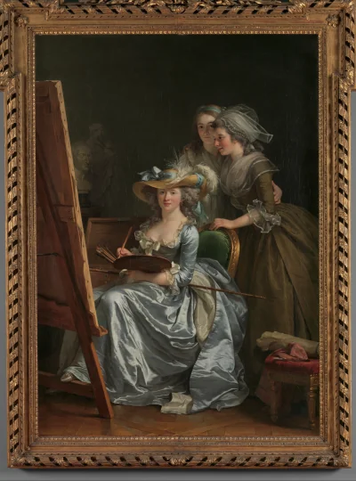 Autoportrait avec deux élèves, Marie Gabrielle Capet (1761–1818) et Marie Marguerite Carraux de Rosemond (1765–1788) — Adélaïde Labille-Guiard (1785) — Oil on canvas, Metropolitan Museum of Art, New York, NY