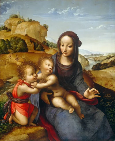 La Vierge à l'Enfant avec le petit saint Jean — Fernando Yáñez de la Almedina (1505) — oil and tempera on panel, National Gallery of Art, Washington