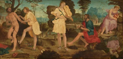 Apollon et Marsyas — Sienese 16th Century, possibly Bartolomeo di David (1540) — oil on panel, National Gallery of Art, Washington