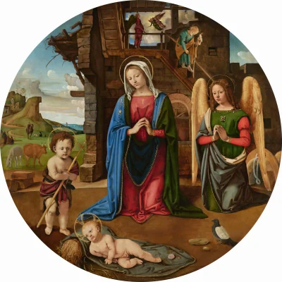 La Nativité avec l'Enfant saint Jean — Piero di Cosimo (1495) — oil on canvas, National Gallery of Art, Washington