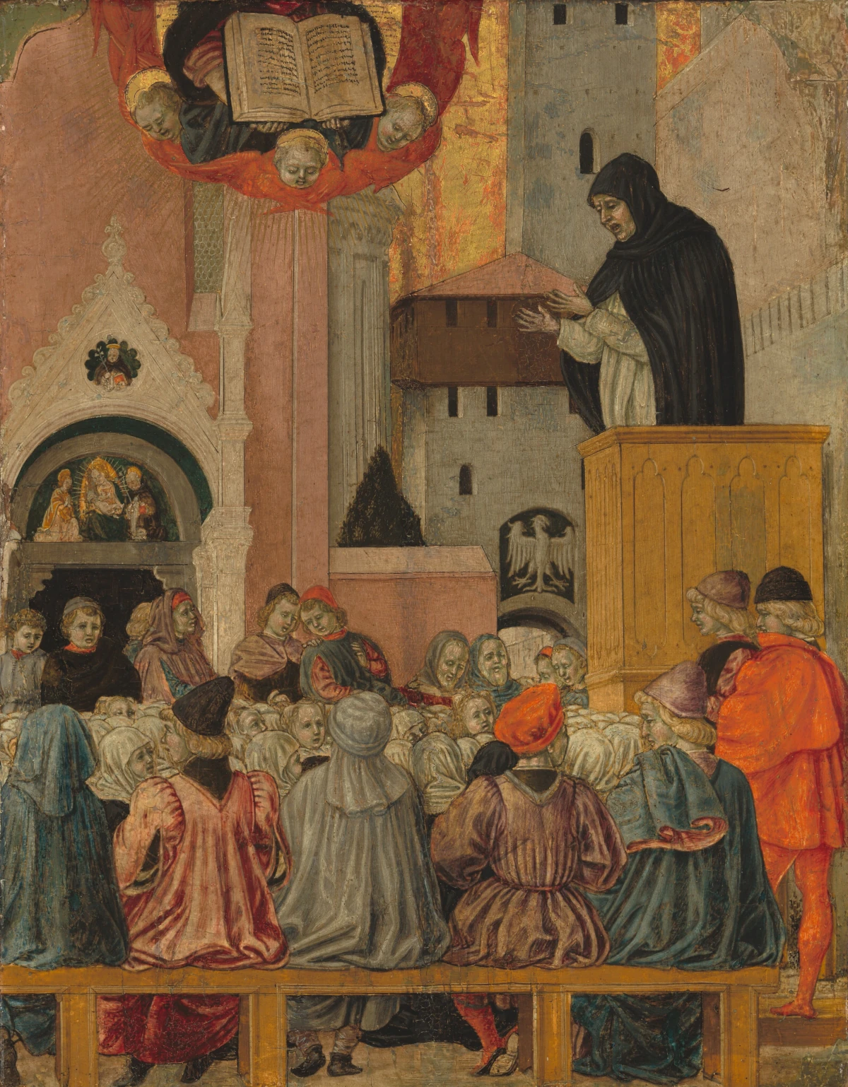 Un dominicain prêchant — Agnolo degli Erri (1470) — tempera on poplar panel, National Gallery of Art, Washington