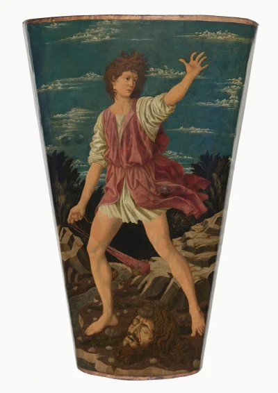 David avec la Tête de Goliath — Andrea del Castagno (1450) — tempera on leather on wood, National Gallery of Art, Washington
