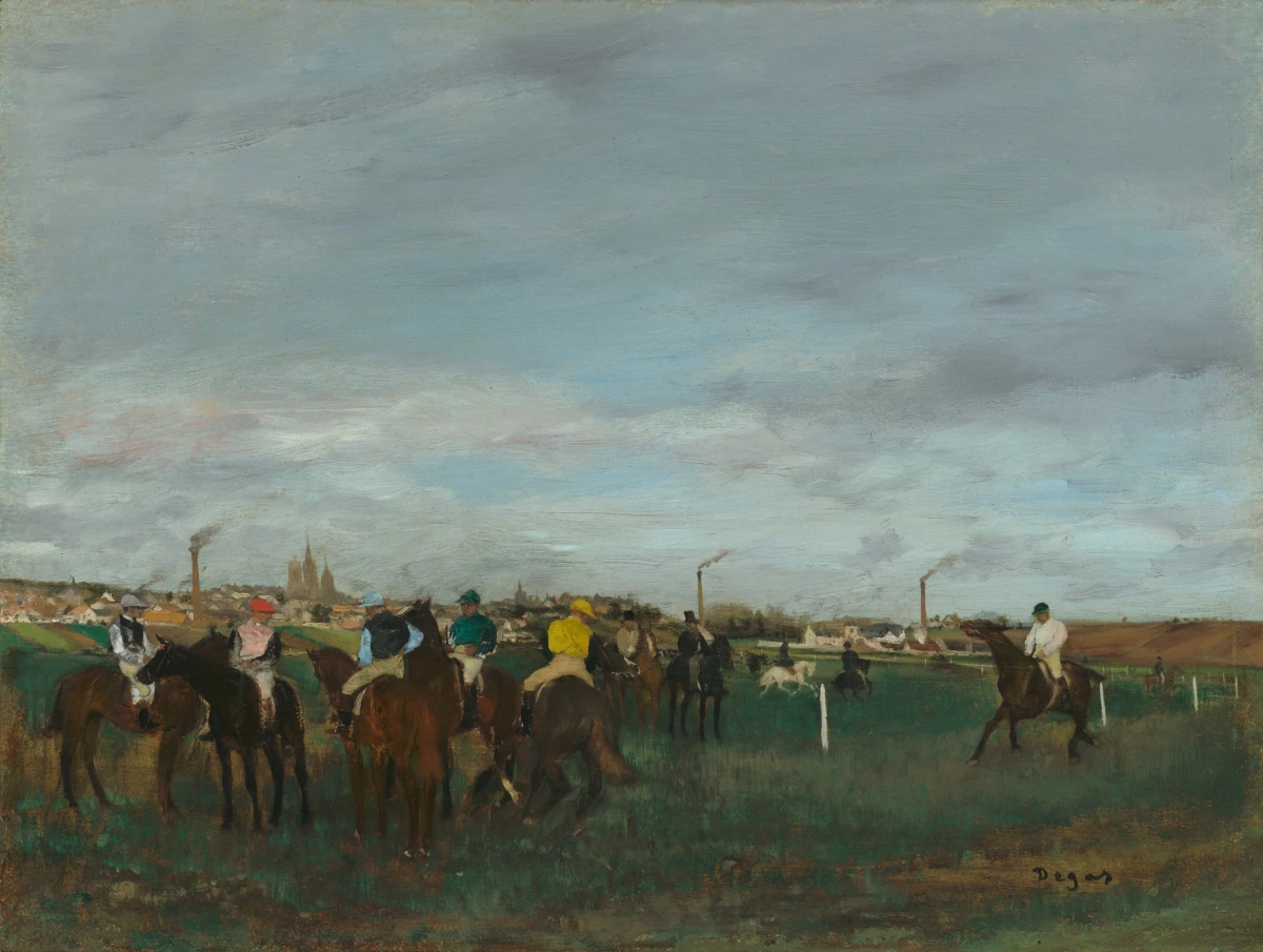 Les Courses — Edgar Degas (1871) — oil on wood, National Gallery of Art, Washington