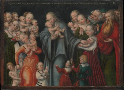 Christ bénissant les enfants — Lucas Cranach the Younger and Workshop (1545) — Oil on beech, Metropolitan Museum of Art, New York, NY