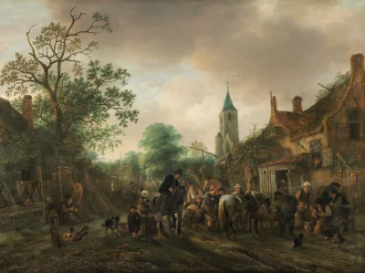 La Halte à l'Auberge — Isack van Ostade (1645) — oil on panel transferred to canvas, National Gallery of Art, Washington