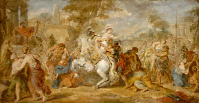 L'Enlèvement des Sabines — French 18th Century (1770) — oil on paper on canvas, National Gallery of Art, Washington