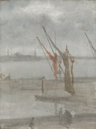 Gris et argent : Le quai de Chelsea — James McNeill Whistler (1864) — oil on canvas, National Gallery of Art, Washington