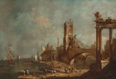 Capriccio d'un port — Francesco Guardi (1760) — oil on canvas, National Gallery of Art, Washington