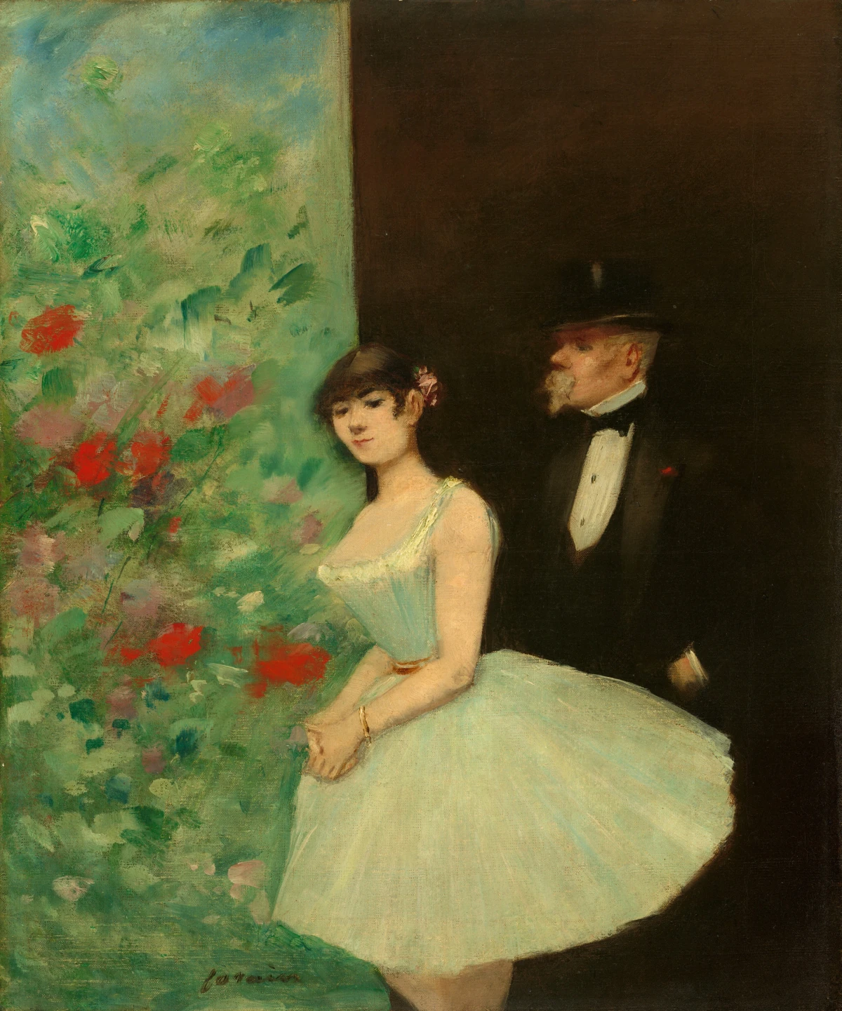 Dans les Coulisses — Jean-Louis Forain (1880) — oil on canvas, National Gallery of Art, Washington