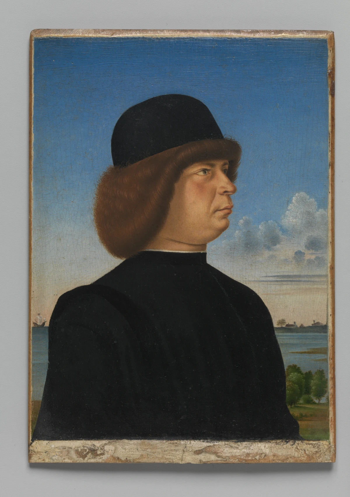 Portrait d'Alvise Contarini(?) ; (verso) Un chevreuil attaché — Jacometto (1480) — Oil on wood; verso: oil and gold on wood, Metropolitan Museum of Art, New York, NY