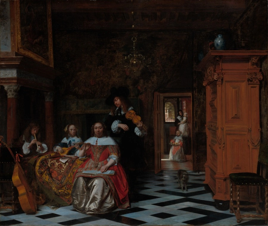 Portrait d'une famille jouant de la musique