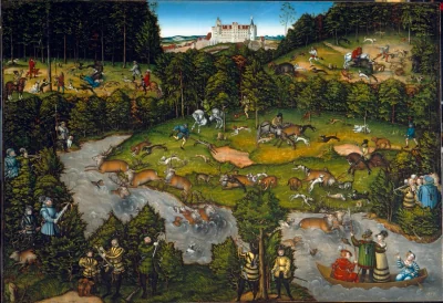 La Chasse près du château de Hartenfels — Lucas Cranach (1540) — oil, originally on wood, transferred to masonite, Cleveland Museum of Art