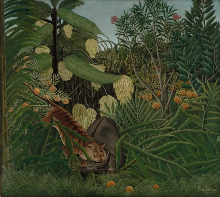 Combat entre un tigre et un buffle — Henri Rousseau (1908) — oil on fabric, Cleveland Museum of Art