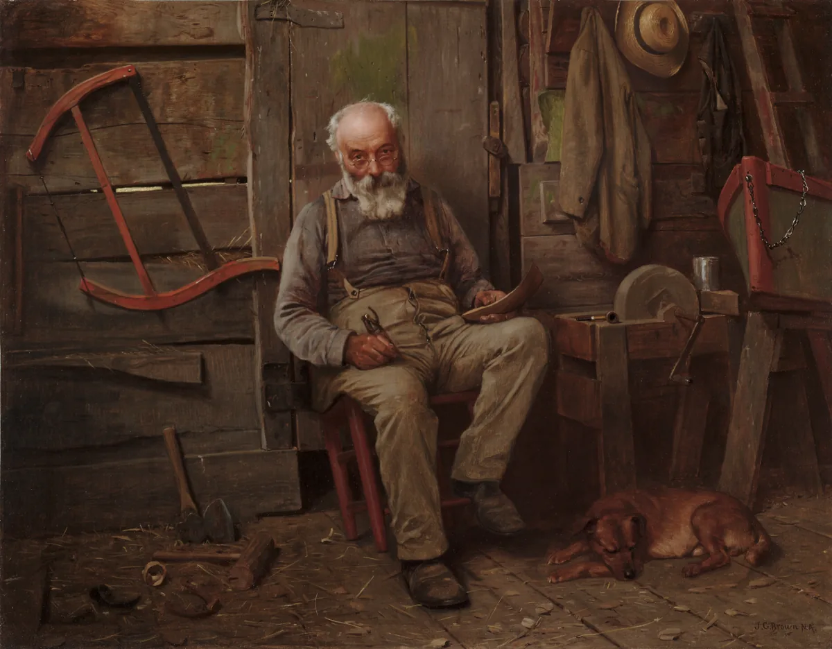 A Builder of Boats — John George Brown (1889) — oil on canvas, Cleveland Museum of Art