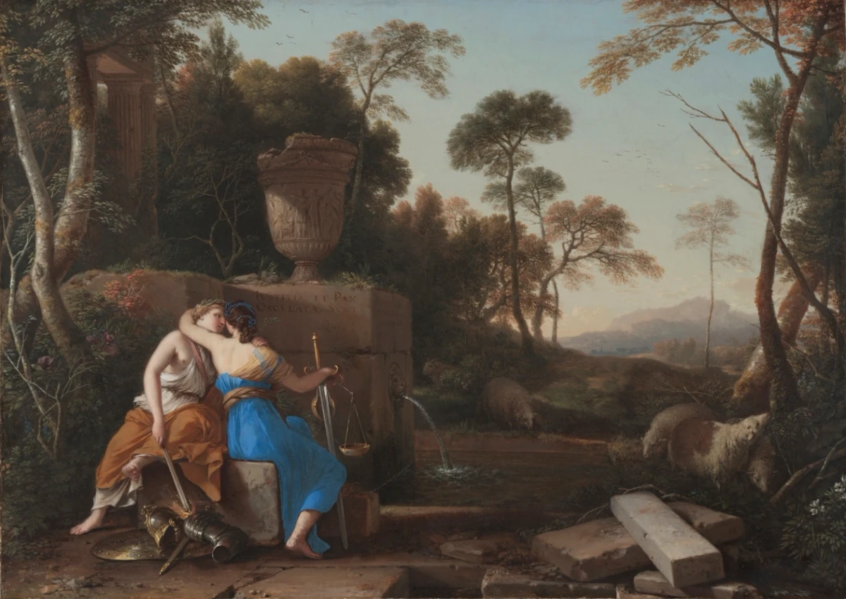 Le Baiser de la Paix et de la Justice — Laurent de La Hyre (1654) — oil on canvas, Cleveland Museum of Art