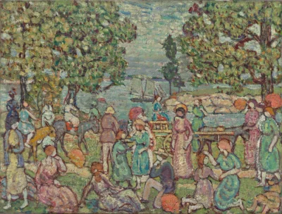 Sur la plage, n° 3 — Maurice Prendergast (1915) — oil on canvas, Cleveland Museum of Art