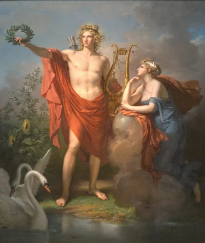 Apollon, dieu de la Lumière, de l'Éloquence, de la Poésie et des Beaux-Arts avec Uranie, muse de l'Astronomie — Charles Meynier (1798) — oil on canvas, Cleveland Museum of Art