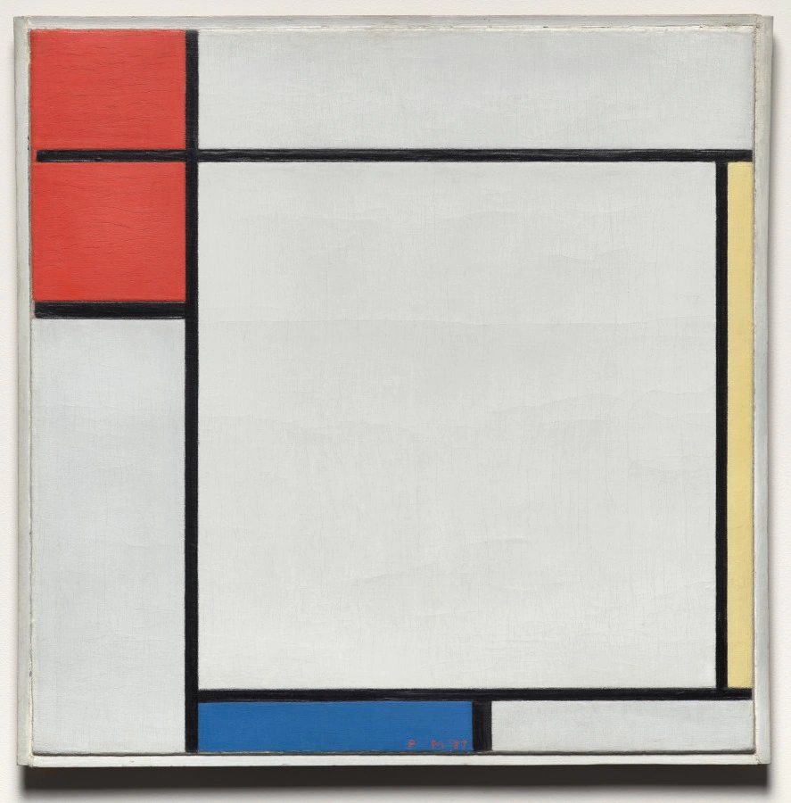 Composition avec rouge, jaune et bleu